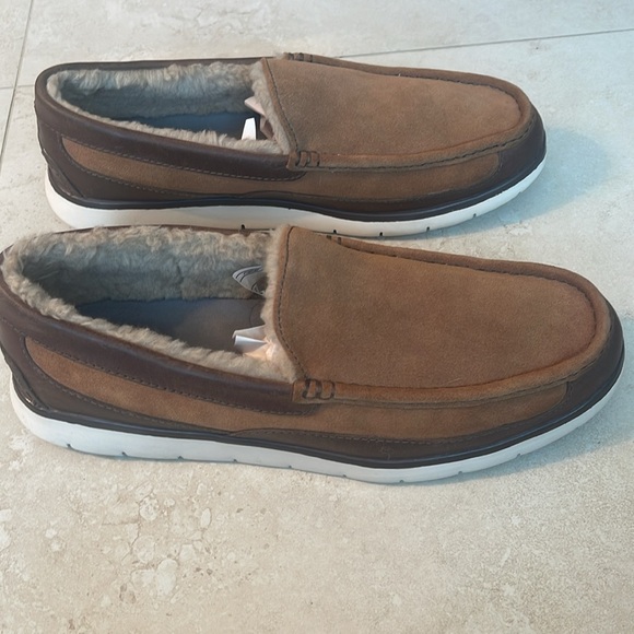 UGG Mens Fascot Slip On Leather Suede Sheepskin Loafer Size 11 US Brown - Picture 4 of 11